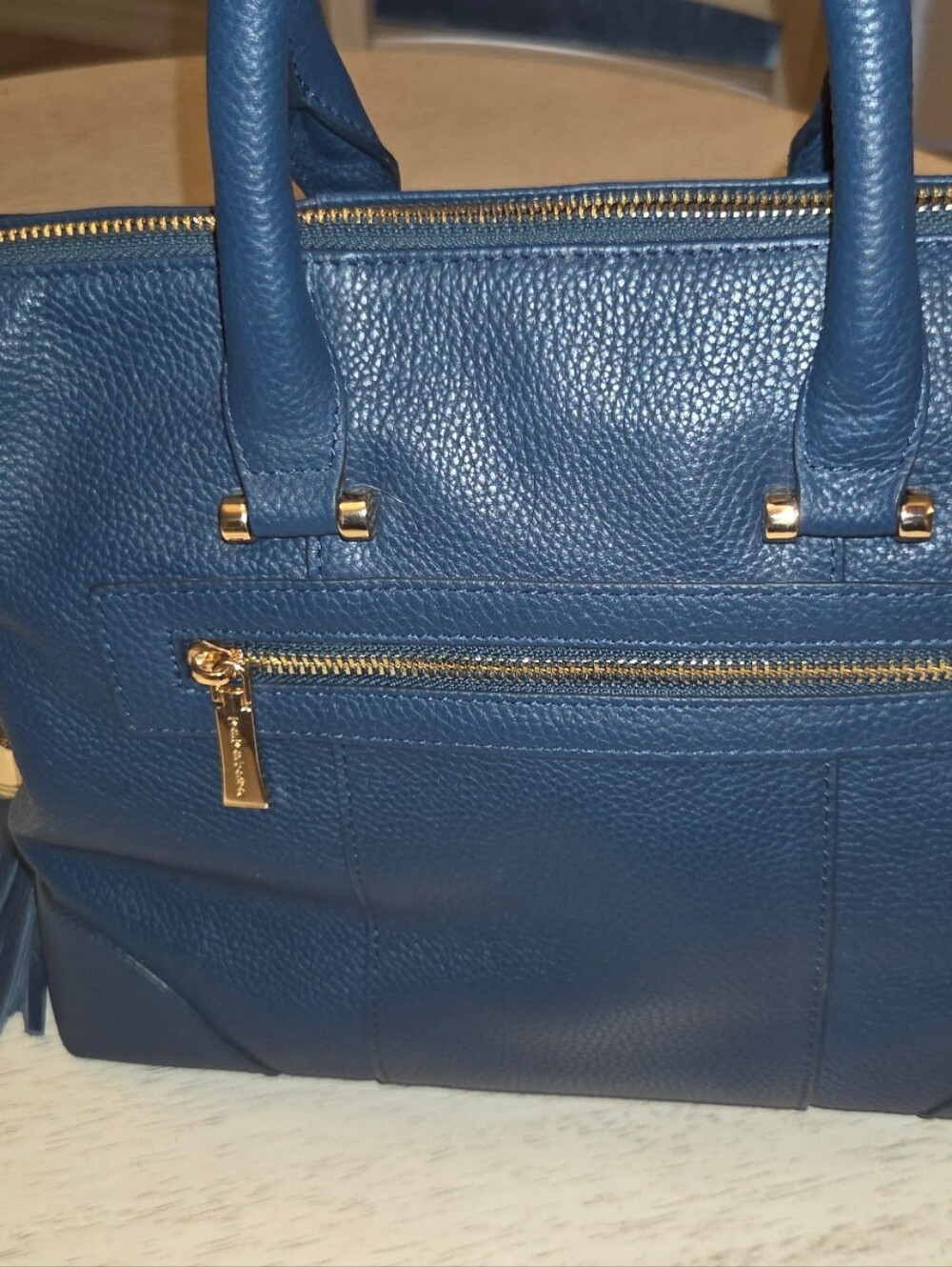 EUC Pom Pom London Greenwich Tote In Moonlight Blue - Picture 7 of 11